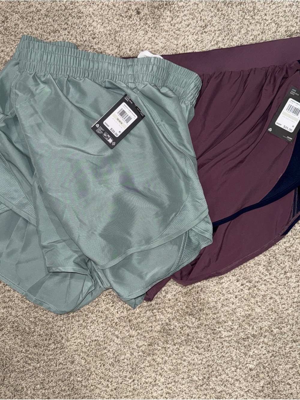 Under Armour Women’s Plus Size 1X, LOT of LOT of 2 Sage & Deep Plum shorts